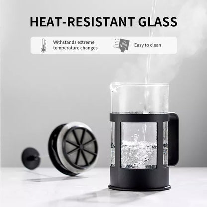 ☕✨ Cafetera de Prensa Francesa de Vidrio Borosilicato y Acero Inoxidable - 350 ml 🫖💎