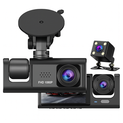 🚗 Dash Cam 3 Lentes | Full HD 1080p | Protección Total en Carretera