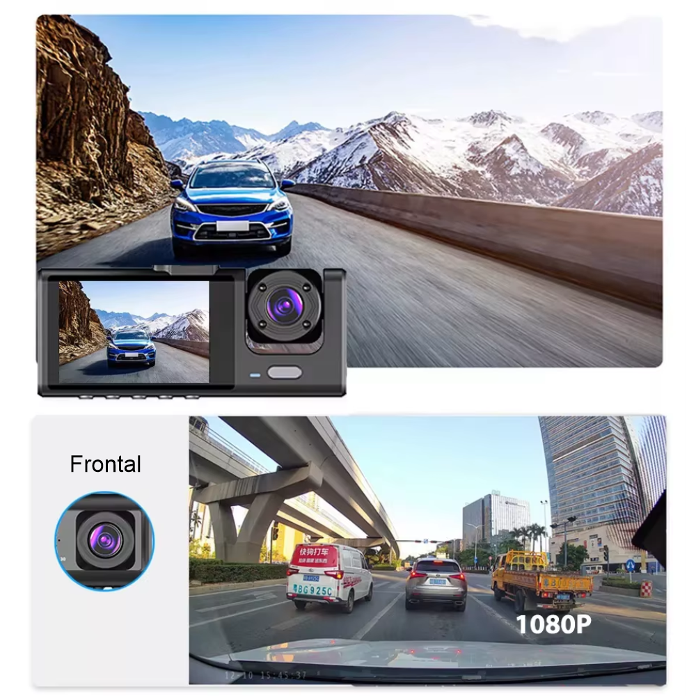 🚗 Dash Cam 3 Lentes | Full HD 1080p | Protección Total en Carretera