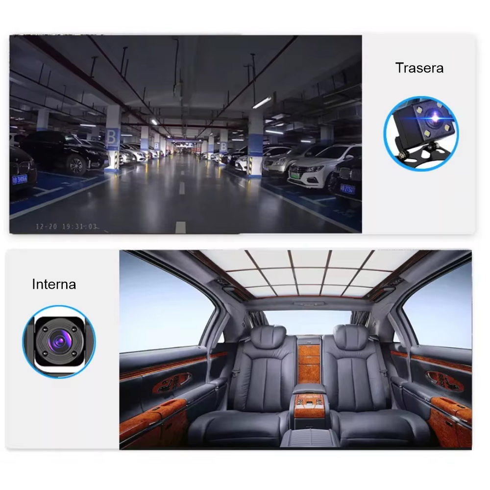 🚗 Dash Cam 3 Lentes | Full HD 1080p | Protección Total en Carretera