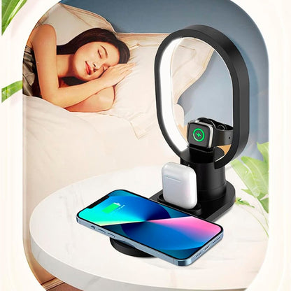 🔋 NightCharge Pro™ – Cargador Inalámbrico 4 en 1 con Luz Nocturna y Carga Rápida de 15W