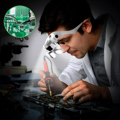 🔍 Visión de Precisión 👓 | Gafas Lupa 5 en 1 con Lentes Intercambiables 🔧