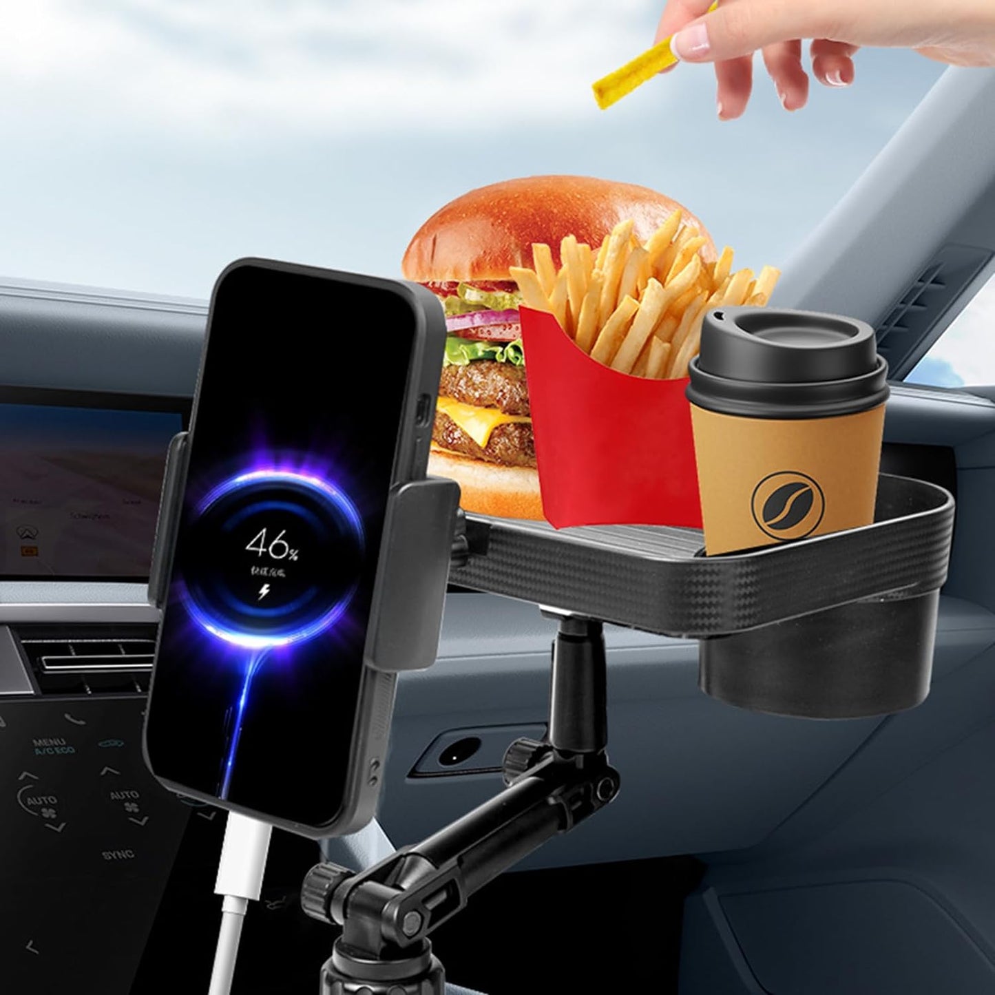 AutoSnack Pro 🍔📱 Soporte 2 en 1 para Comida y Celular